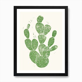 Linocut Cactus in Art Print