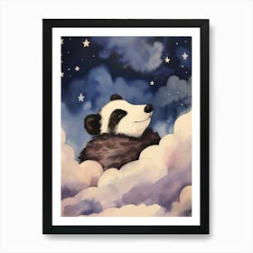 Baby Badger Sleeping In The Clouds Art Print