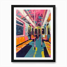 New York City Subway New York Colourful Silkscreen Illustration 2 Art Print