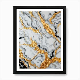 Gold And Black Marble 1 Art Print