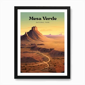 Mesa Verde National Park Colorado Wildlife Travel Art Illustration Art Print