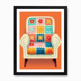 Vintage Crochet Chair Illustration 4 Art Print