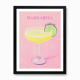 Pastel Cocktail Margarita, Text Glas und Zitrone, pink love Art Print