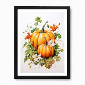 Fairytale Pumpkin Watercolour Illustration 2 Art Print