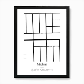 Midori,Japan Minimalist Map Art Print