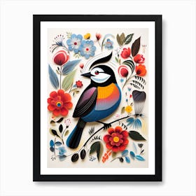 Scandinavian Bird Illustration Carolina Chickadee 3 Art Print