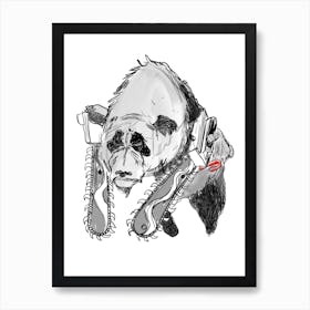 Panda Bear With Chainsaw Art Print