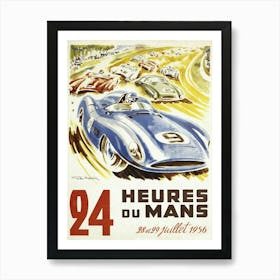 Vintage 1956 Le Mans auto racing poster Art Print