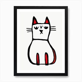 Cat Line Drawing Sketch 11 Art Print