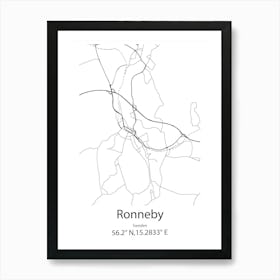 Ronneby,Sweden Minimalist Map Art Print