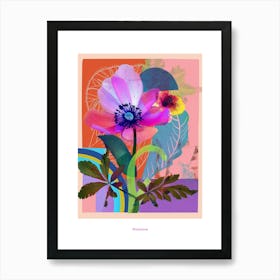 Anemone 3 Neon Flower Collage Poster Art Print