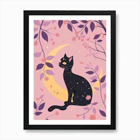 Black Cat On The Moon 2 Art Print