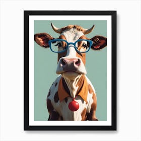 Cow With Glasses Art Print