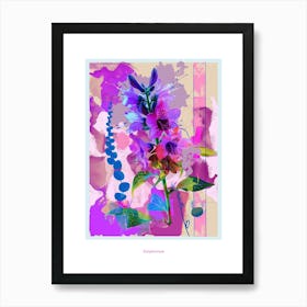 Delphinium 3 Neon Flower Collage Poster Art Print