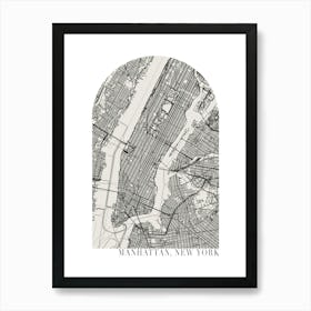 Manhattan New York Boho Minimal Arch Street Map 1 Art Print