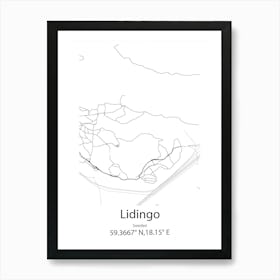 Lidingo,Sweden Minimalist Map Art Print