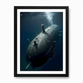 Submarine In The Ocean-Reimagined 24 Art Print