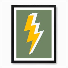 Triple Lightning Bolt Yellow and Green Art Print