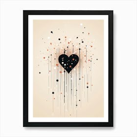 Black & Cream Line Heart 3 Art Print
