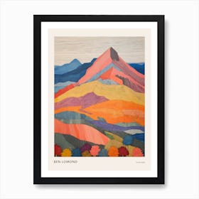 Ben Lomond Scotland Colourful Mountain Illustration Poster Art Print