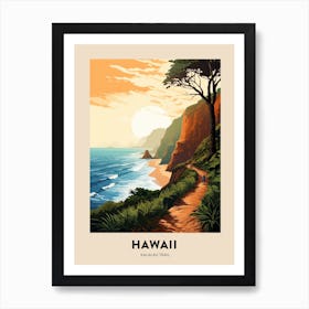 Kalalau Trail Hawaii 2 Vintage Hiking Travel Poster Art Print