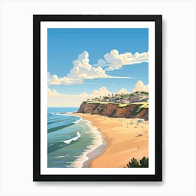 Malibu Beach California, Usa, Flat Illustration 2 Art Print