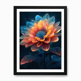 Flower With Water Droplets 1 Art Print