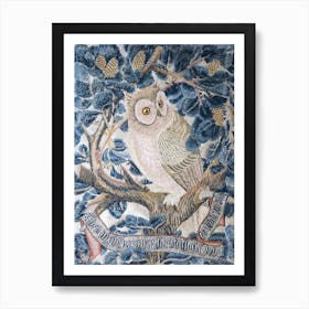 Owl Embroidery, George Jack Stitched By Annie Jack Art Print
