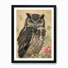 Philipine Eagle Owl Japanese Painting 2 Art Print