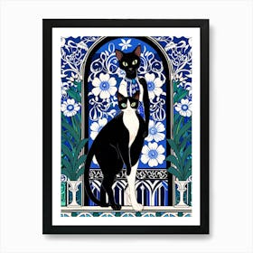 Cats In Blue And White Art Print