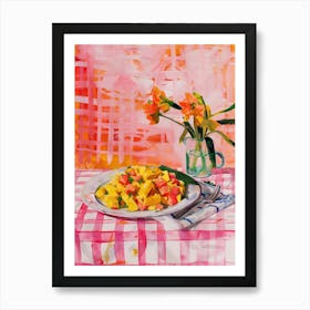 Pink Breakfast Food Scrambled Tofu 3 Art Print