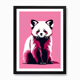 Playful Red Panda On Solid pink Background, modern animal art, Art Print
