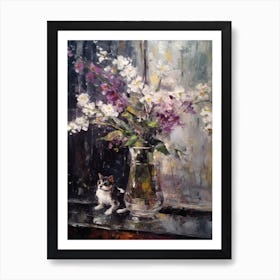 Orchids With A Cat 4 Art Print