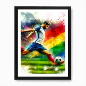 Soccer Player Kicking A Soccer Ball Art Print