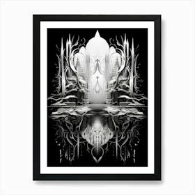 Surreal Symmetry Abstract Black And White 3 Art Print