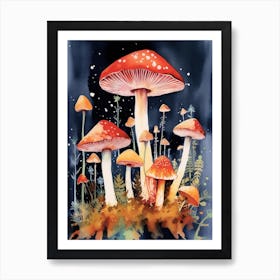 Mushroom Watercolour 6 Art Print