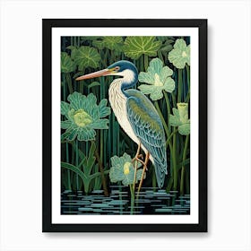 Ohara Koson Inspired Bird Painting Green Heron 2 Art Print