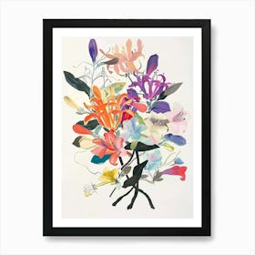 Honeysuckle 4 Collage Flower Bouquet Art Print