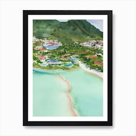 Santa Catalina Island Panama Watercolour Tropical Destination Art Print