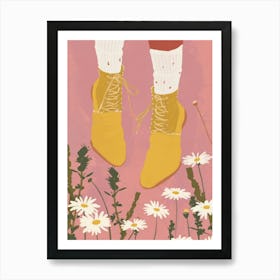Woman Yellow Shoes With Flowers 5 Art Print
