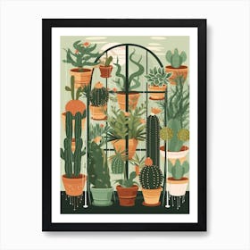 Cacti In Pots Illustration 4 Art Print