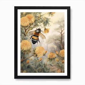 California Bumble Bee Beehive Watercolour Illustration 3 Art Print