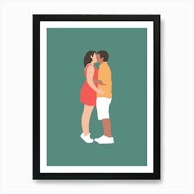 Minimalist Couple Kissing Art Print