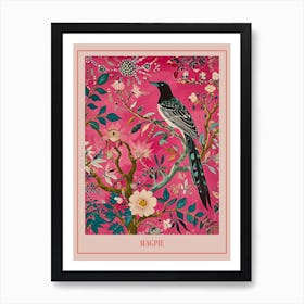 Floral Animal Painting Magpie 2 Poster Art Print