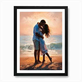 Kissing At Sunset Art Print