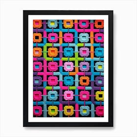 Modern Crochet Neon 1  Art Print