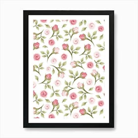 Roses On A White Background Art Print
