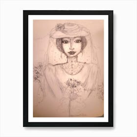 Bride In A Hat Art Print