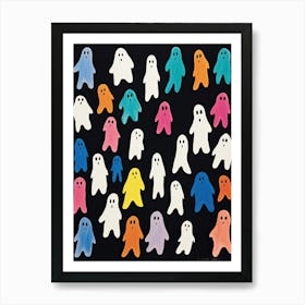 Autumn Fall Spooky Ghosts, Matisse Style, Halloween Pattern Art Print