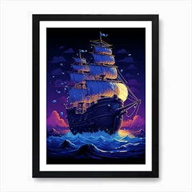 Pirate Ship In The Sea 1 Art Print